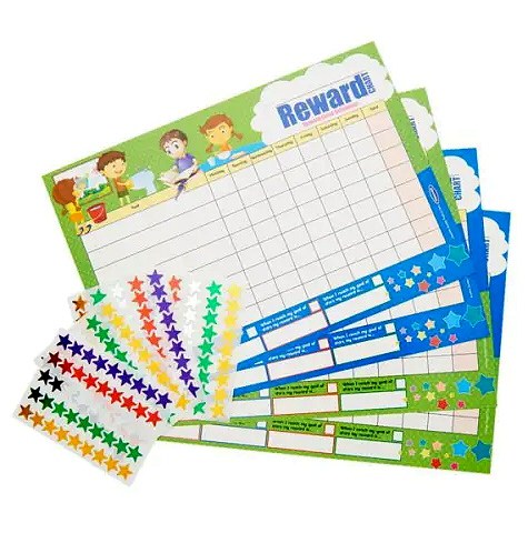 A4 Reward Charts & Star Stickers (4 Charts & 225 stickers)