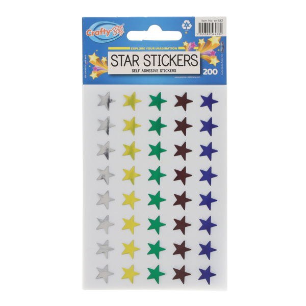 Assorted Coloured Star Stickers 10mm (200 stickers)