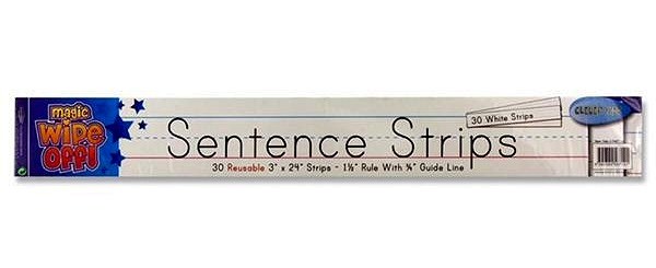 Dry-Wipe Sentence Strips 3" x 24" White (Pack 30)