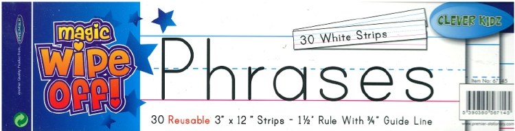 Dry-Wipe Phrase Strips 3" x 12" White (Pack 30)