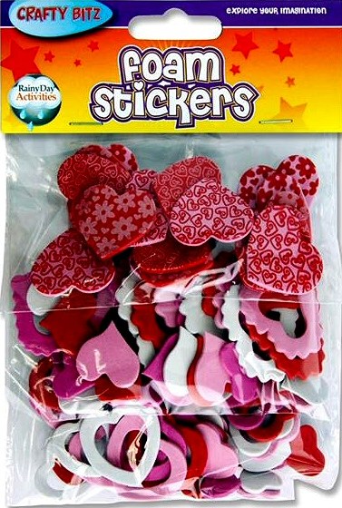 Adhesive Foam Hearts Assorted Sizes, Styles & Colours (Pack 100)