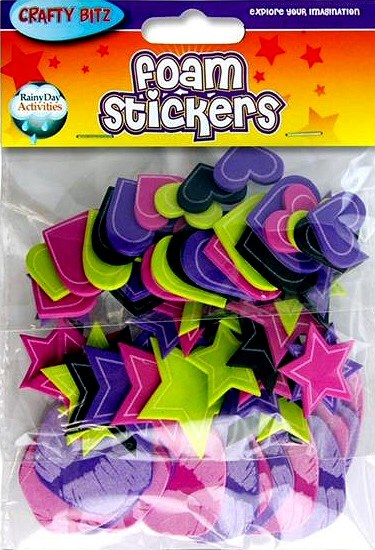 Adhesive Foam Hearts, Stars & Lips Assorted Sizes, Styles & Colours (Pack 100)