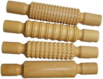 Patterned Wooden Rolling Pins 8.25" L x 3.5" d (Set 4)