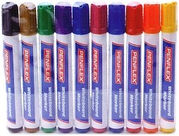 Penflex Whiteboard Markers Bullet Tip Assorted Colours (Wallet 10)