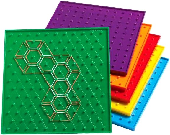 Geoboards 11 Pin x 11 Pin (6 x 23cm Boards & 6 Sets of Rubber Bands)
