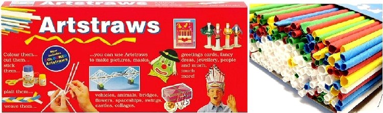 Long White & Coloured Art Straws Starter Pack (225 Straws & nstructions)