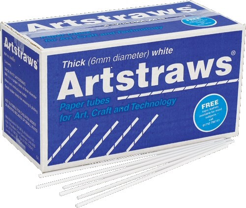 Long White Art Straws School Pack THICK Size (900 Straws & Instructions)