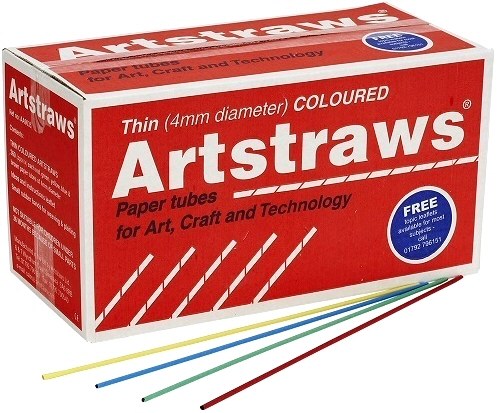 Long Coloured Art Straws School Pack THIN Size (1800 Straws & Instructions)