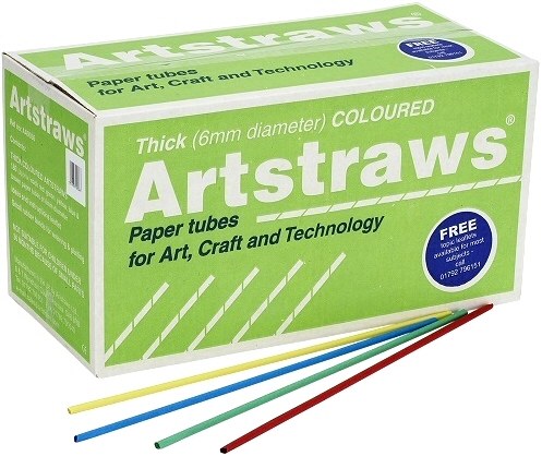 Long Coloured Art Straws School Pack THICK Size (900 Straws & Instructions)