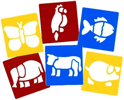 Washable Stencils Animals 14.5cm x 15.5cm (Pack 6)