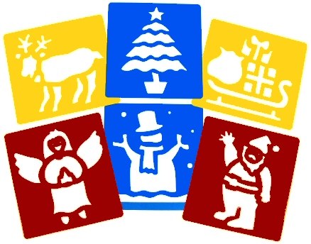 Washable Stencils Christmas 14.5cm x 15.5cm (Pack 6)
