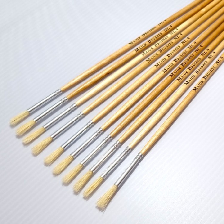 Hog Hair No. 4 LONG Handle Brushes (Pack 10)