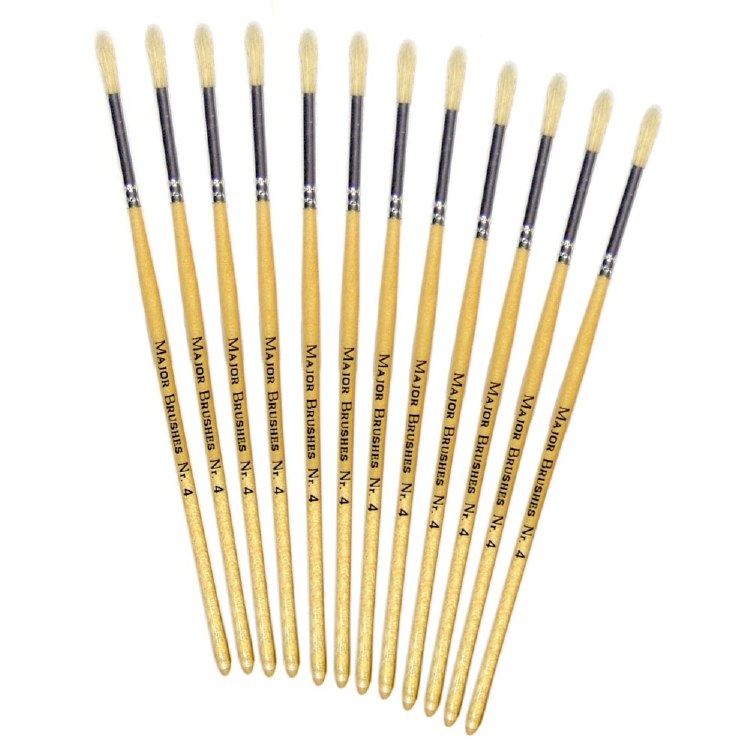 Hog Hair No. 4 SHORT Handle Brushes (Pack 10)