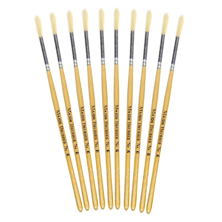 Hog Hair No. 6 SHORT Handle Brushes (Pack 10)