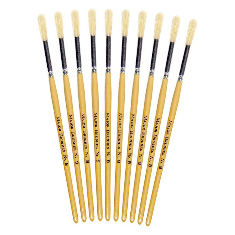 Hog Hair No. 8 SHORT Handle Brushes (Pack 10)