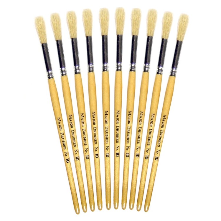 Hog Hair No. 10 SHORT Handle Brushes (Pack 10)