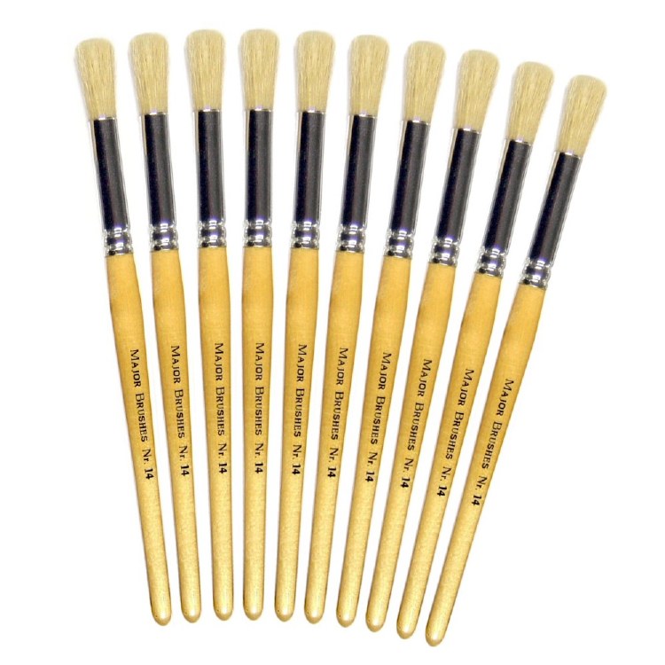 Hog Hair No. 14 SHORT Handle Brushes (Pack 10)