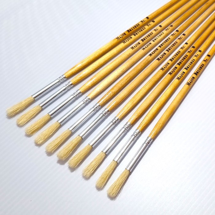 Hog Hair No. 8 LONG Handle Brushes (Pack 10)