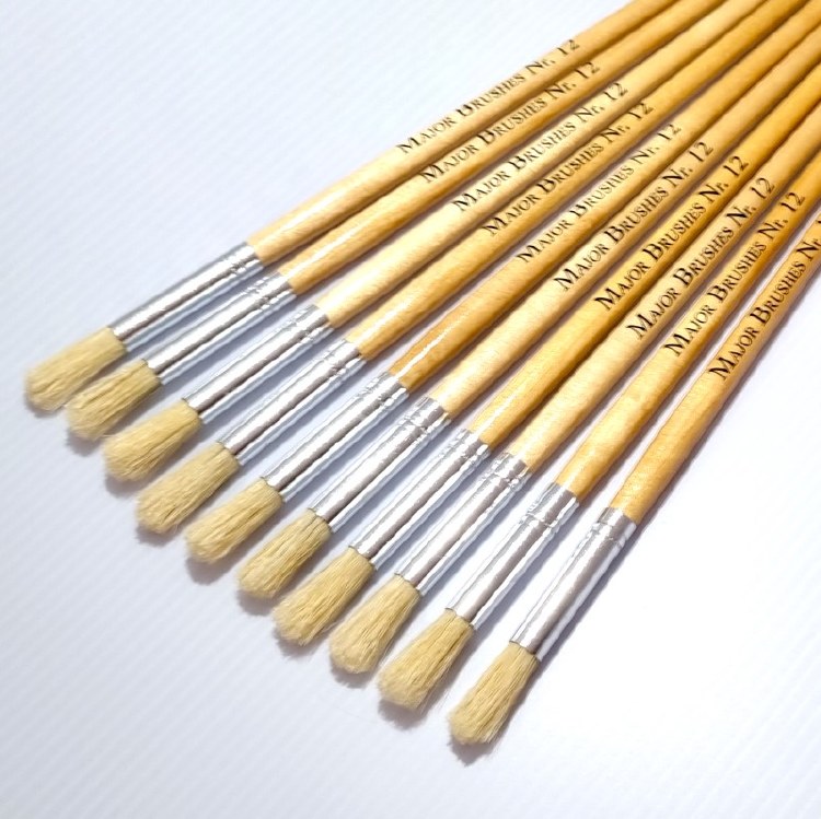 Hog Hair No. 12 LONG Handle Brushes (Pack 10)