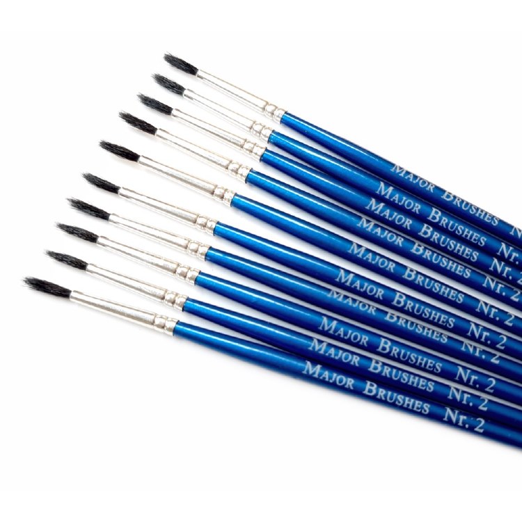 Squirrel Hair No.2 Short Handle Brushes (Pack 10)