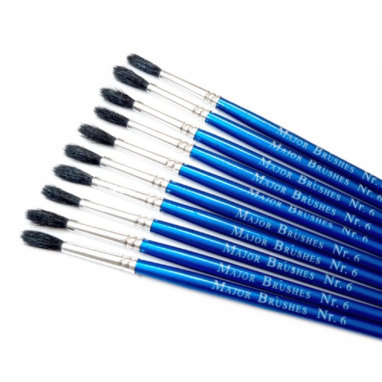 Squirrel Hair No.6 Short Handle Brushes (Pack 10)