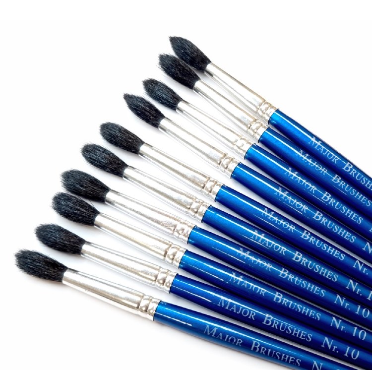 Squirrel Hair No.10 Short Handle Brushes (Pack 10)