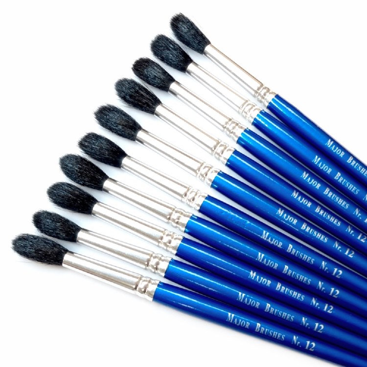 Squirrel Hair No.12 Short Handle Brushes (Pack 10)