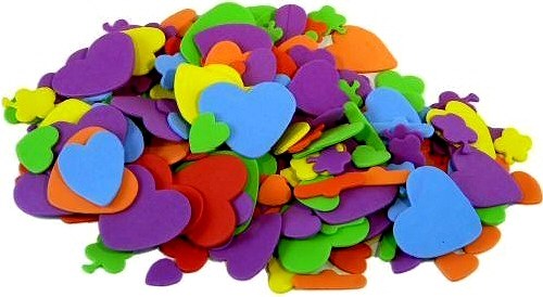 Foam Hearts & Flowers Assorted Sizes & Colours (Pack 250)