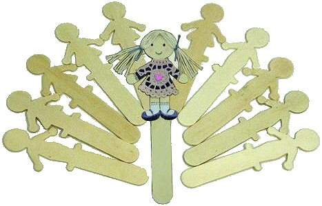 Wooden People Sticks (Pack 10)