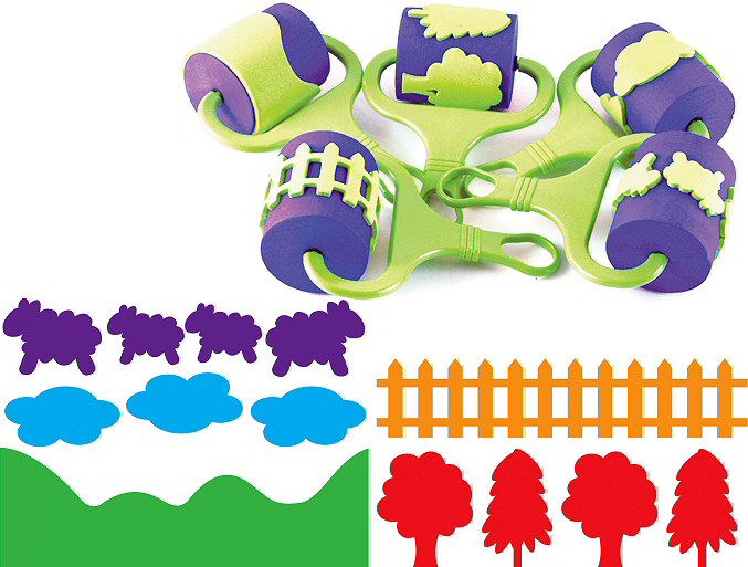 Plastic Picture Rollers 6.5cm Country (Pack 5)