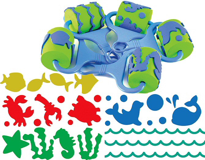 Plastic Picture Rollers 6.5cm Sea Life (Pack 5)