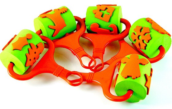Plastic Picture Rollers 6.5cm Christmas (Pack 5)