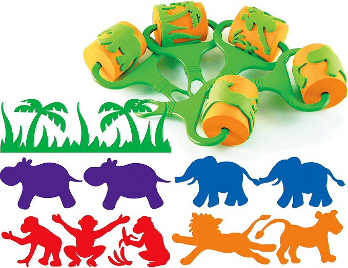 Plastic Picture Rollers 6.5cm Jungle (Pack 5)