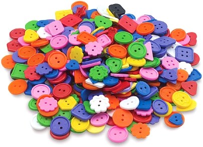 Bright Craft Buttons 15-30mm Assorted Stlyes & Colours (225g Bag)
