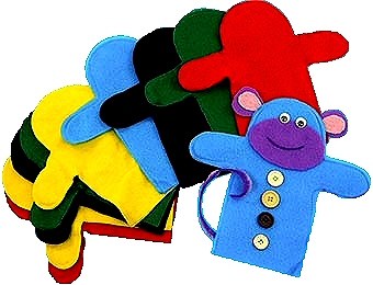 Felt Hand Puppets Assorted Colours (Pack 10)