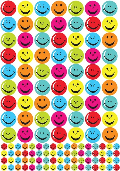 Smiley Face Stickers 25mm & 10mm (A4 sheet with 131 stickers)