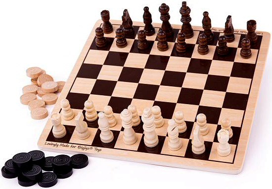 Wooden Chess & Draughts