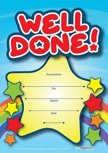 A5 Reward Certificates "Well Done" (Pack 20)
