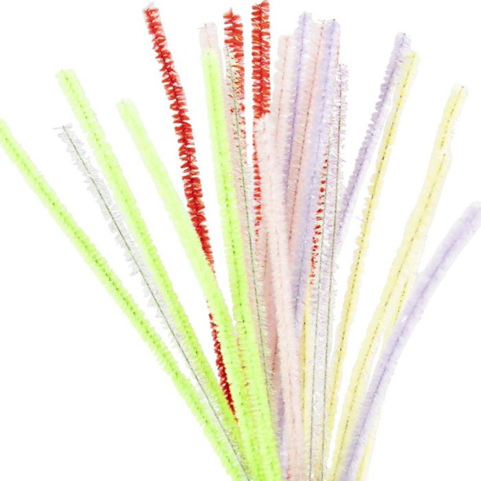 Tinsel Pipe Cleaners 12" Assorted Pastel Colours (Pack 24)