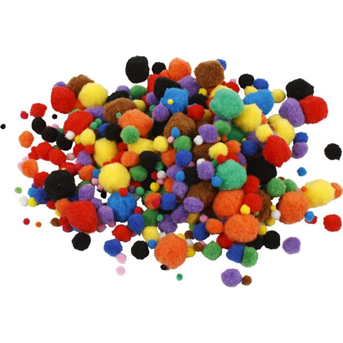 Pom Poms Assorted Colours 5-40mm (Pack 150)