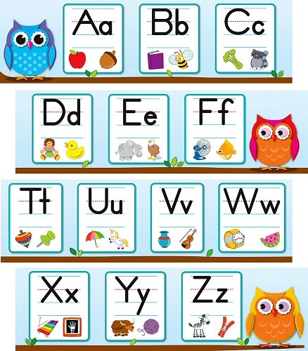 Colourful Owl Alphabet Mini Bulletin Board