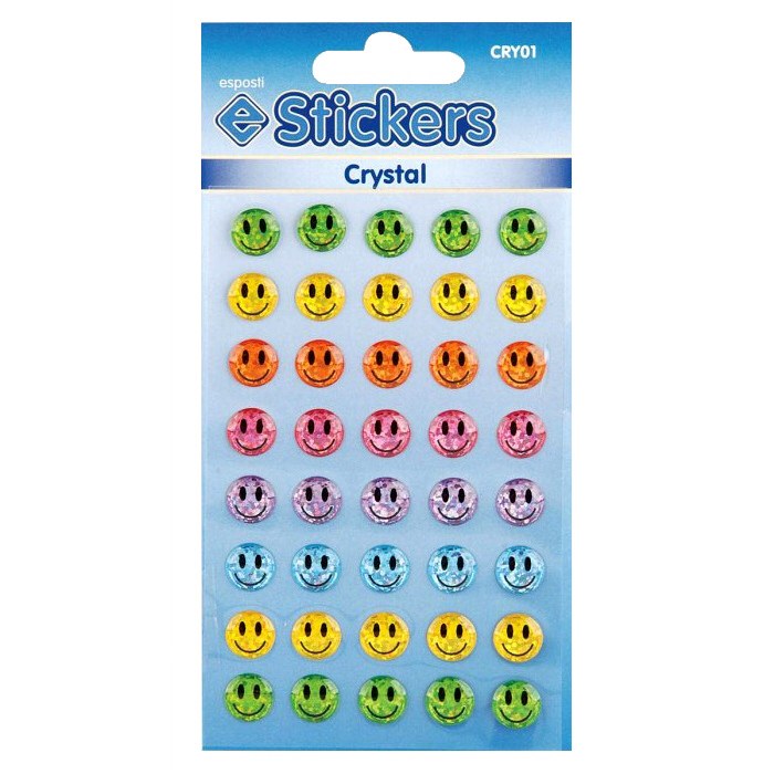 Mini Crystal Smiley Face Stickers 10mm (40 stickers)