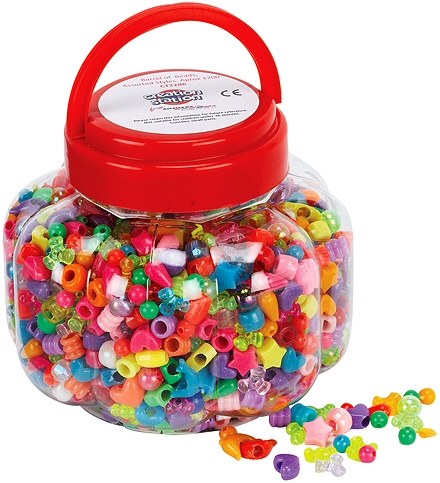 Lacing Beads Assorted Styles & Colours 215g (Tub 1200 approx.)