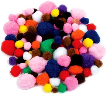 Pom Poms Assorted Colours 25mm & 40mm (Pack 200)