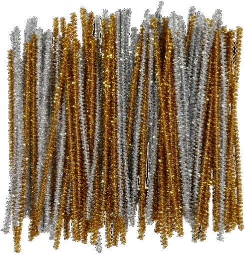 Tinsel Pipe Cleaners 6" Gold & Silver (Pack 100)