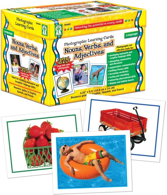 Nouns, Verbs and Adjectives Learning Cards
