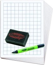 Class Pack A4 20mm Grid/Blank Whiteboard Set (30 Boards, 30 Dry-Wipe Pens & 35 Foam Erasers)