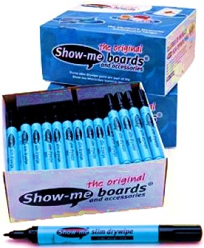 Show-me Pupils Whiteboard Pens FINE Tip Black (Box 100)