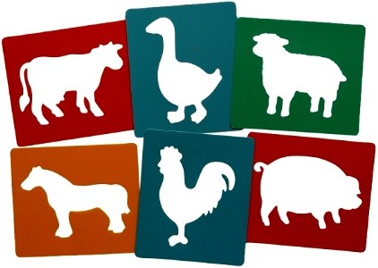 Washable Stencils Farm Animals 14cm x 15.5cm (Pack 6)