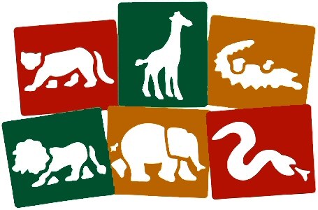 Washable Stencils Wild Animals 12cm x 14cm (Pack 6)
